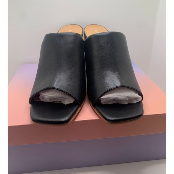 Lisa Vicky Black Leather Block Heel Mules Size 8 With Box - Picture 2 of 7